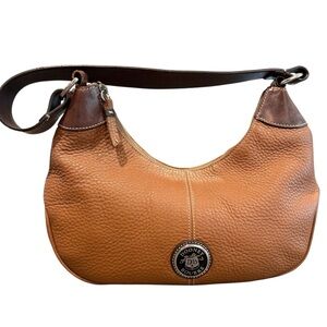 Dooney & Bourke pebbled leather shoulder bag purse British Tan crescent